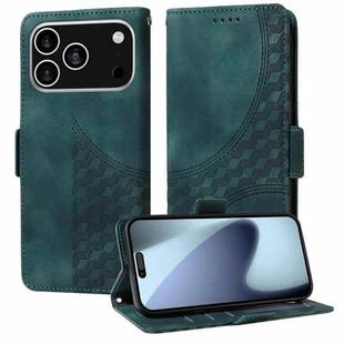 For iPhone 17 Pro Embossed Rhombus Starry Leather Phone Case(Green)