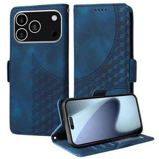 For iPhone 17 Pro Embossed Rhombus Starry Leather Phone Case(Blue)