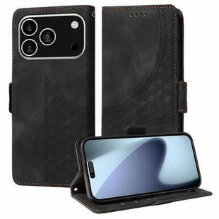 For iPhone 17 Pro Embossed Rhombus Starry Leather Phone Case(Black)