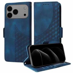 For iPhone 17 Pro Max Embossed Rhombus Starry Leather Phone Case(Blue)