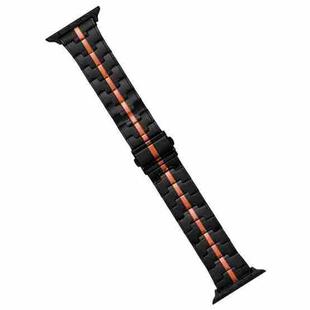 For Apple Watch SE 2023 44mm Stainless Steel Watch Band(Black Orange)