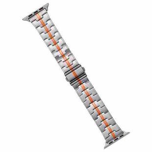 For Apple Watch SE 2023 40mm Stainless Steel Watch Band(Silver Orange)