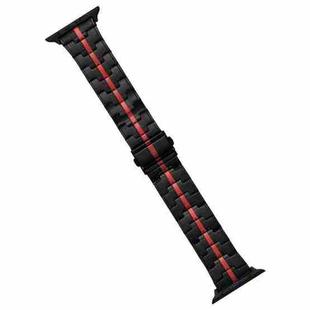 For Apple Watch Ultra 49mm Stainless Steel Watch Band(Black Red)