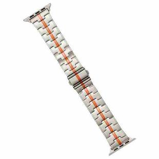 For Apple Watch Series 6 44mm Stainless Steel Watch Band(Starlight Orange)