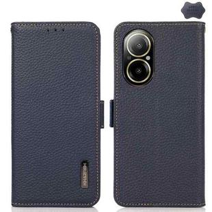 For Realme C67 4G KHAZNEH Side-Magnetic Litchi Genuine Leather RFID Phone Case(Blue)