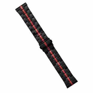 22mm Stainless Steel Watch Band(Black Red)