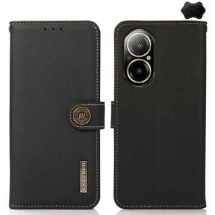 For Realme C67 4G KHAZNEH Custer Genuine Leather RFID Phone Case(Black)