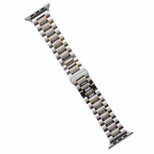 For Apple Watch SE 2023 40mm Five-Beads Stainless Steel Watch Band(Silver Gold)