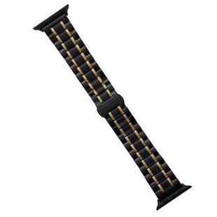 For Apple Watch Series 9 45mm Five-Beads Stainless Steel Watch Band(Black Gold)