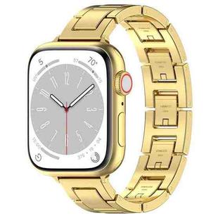 For Apple Watch Series 9 41mm H Slim Stainless Steel Watch Band(Gold)