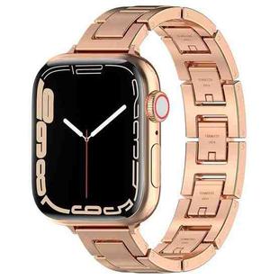 For Apple Watch Series 7 41mm H Slim Stainless Steel Watch Band(Rose Gold)