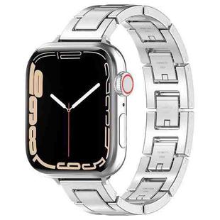 For Apple Watch Series 7 41mm H Slim Stainless Steel Watch Band(Silver)