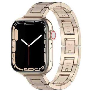 For Apple Watch Series 7 45mm H Slim Stainless Steel Watch Band(Starlight)