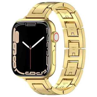 For Apple Watch Series 6 44mm H Slim Stainless Steel Watch Band(Gold)