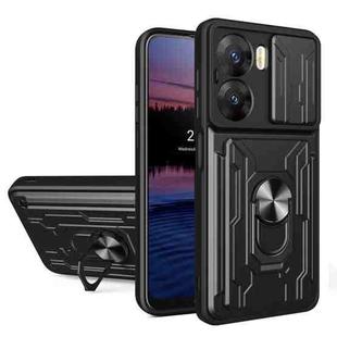 For vivo V29e 5G India Sliding Camshield TPU+PC Phone Case with Card Slot(Black)