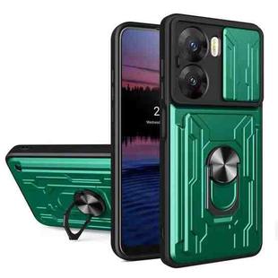 For vivo V29e 5G India Sliding Camshield TPU+PC Phone Case with Card Slot(Dark Green)