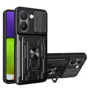 For vivo Y36 5G / 4G Global Sliding Camshield TPU+PC Phone Case with Card Slot(Black)