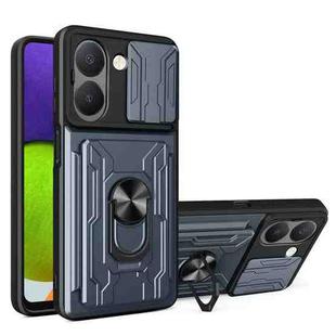 For vivo Y36 5G / 4G Global Sliding Camshield TPU+PC Phone Case with Card Slot(Grey)