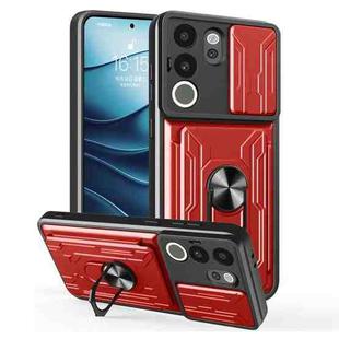 For vivo V29e / Y200 5G / V30 Lite 5G Sliding Camshield TPU+PC Phone Case with Card Slot(Red)