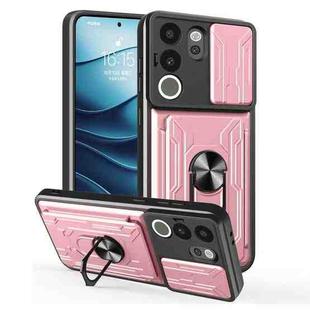 For vivo V29e / Y200 5G / V30 Lite 5G Sliding Camshield TPU+PC Phone Case with Card Slot(Rose Gold)