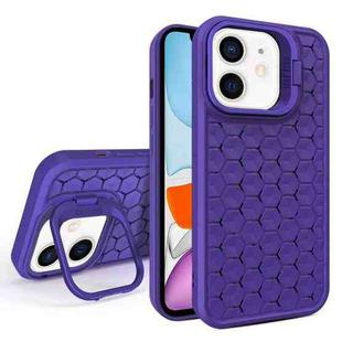 For iPhone 11 Honeycomb Radiating Lens Holder Magsafe Phone Case(Purple)