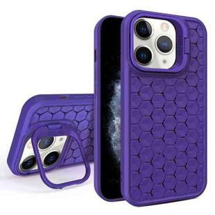 For iPhone 11 Pro Honeycomb Radiating Lens Holder Magsafe Phone Case(Purple)