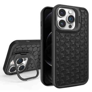 For iPhone 12 Pro Honeycomb Radiating Lens Holder Magsafe Phone Case(Black)