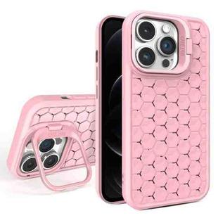 For iPhone 12 Pro Honeycomb Radiating Lens Holder Magsafe Phone Case(Pink)