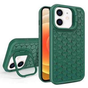 For iPhone 12 Honeycomb Radiating Lens Holder Magsafe Phone Case(Green)