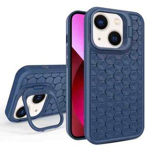 For iPhone 13 Honeycomb Radiating Lens Holder Magsafe Phone Case(Blue)