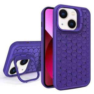 For iPhone 13 Honeycomb Radiating Lens Holder Magsafe Phone Case(Purple)