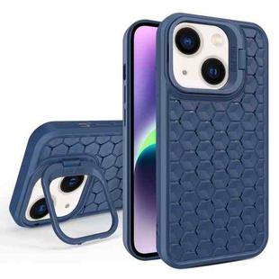 For iPhone 14 Plus Honeycomb Radiating Lens Holder Magsafe Phone Case(Blue)