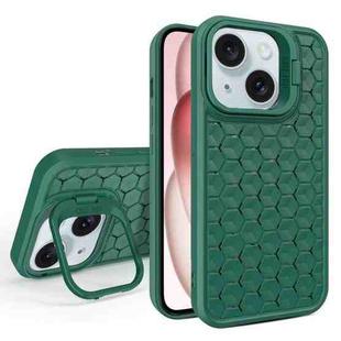 For iPhone 15 Plus Honeycomb Radiating Lens Holder Magsafe Phone Case(Green)