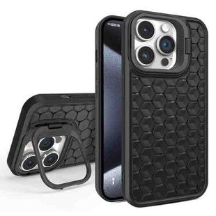 For iPhone 15 Pro Max Honeycomb Radiating Lens Holder Magsafe Phone Case(Black)