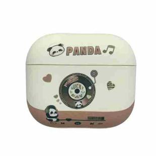 For AirPods 3 Panda Records Pattern Earbuds Box Frosted TPU Case(White)