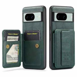 For Google Pixel 8a Fierre Shann Oil Wax Cow Leather Card Holder Back Phone Case(Green)