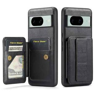 For Google Pixel 7a Fierre Shann Oil Wax Cow Leather Card Holder Back Phone Case(Black)