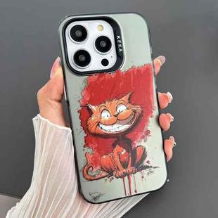 For iPhone 15 Pro Max Dual-sided IMD Animal Graffiti TPU + PC Phone Case(Grinning Cat)