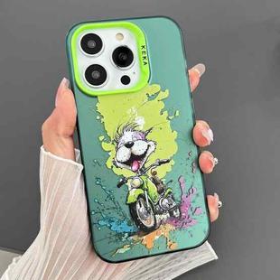 For iPhone 15 Pro Dual-sided IMD Animal Graffiti TPU + PC Phone Case(Motorcycle Dog)