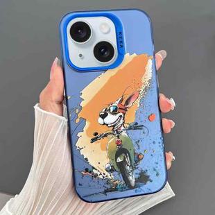 For iPhone 15 Plus Dual-sided IMD Animal Graffiti TPU + PC Phone Case(Electromobile Dog)