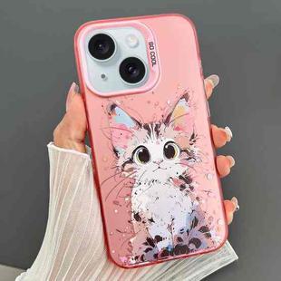 For iPhone 15 Dual-sided IMD Animal Graffiti TPU + PC Phone Case(Elegant Cat)