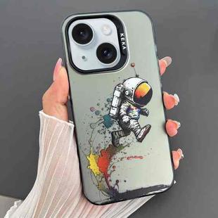 For iPhone 15 Dual-sided IMD Animal Graffiti TPU + PC Phone Case(Strolling Astronauts)