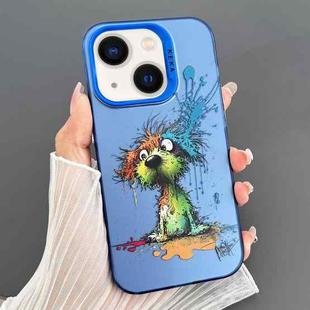 For iPhone 14 Dual-sided IMD Animal Graffiti TPU + PC Phone Case(Fallen Dog)