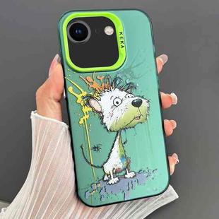 For iPhone SE 2022 / 2020 / 8 / 7 Dual-sided IMD Animal Graffiti TPU + PC Phone Case(Melting White Green Dog)