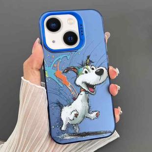 For iPhone 13 Dual-sided IMD Animal Graffiti TPU + PC Phone Case(Running Dog)