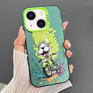 For iPhone 13 Dual-sided IMD Animal Graffiti TPU + PC Phone Case(Motorcycle Dog)