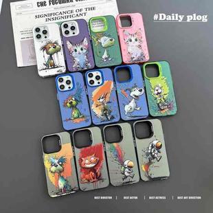 For iPhone 12 Dual-sided IMD Animal Graffiti TPU + PC Phone Case(Grinning Cat)