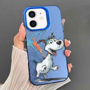 For iPhone 12 Dual-sided IMD Animal Graffiti TPU + PC Phone Case(Running Dog)
