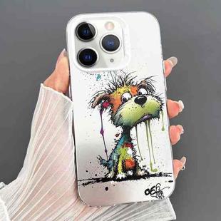 For iPhone 11 Pro Max Dual-sided IMD Animal Graffiti TPU + PC Phone Case(Melting Green Orange Dog)