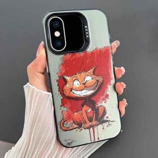 For iPhone XS Max Dual-sided IMD Animal Graffiti TPU + PC Phone Case(Grinning Cat)
